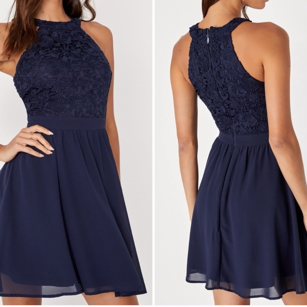 NWT- Lulus Navy Skater Dress